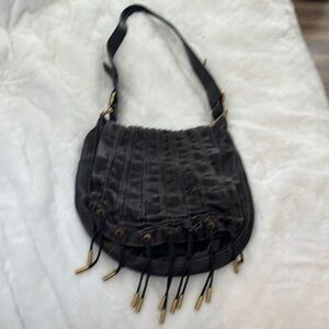 Elegant Black Textured Leather Hobo Bag